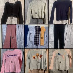 Girls Medium  And XL (14-16)  Size Sweater, Long Sleeve Shirts, Leggings, Black Pants, Bell Bottoms.
