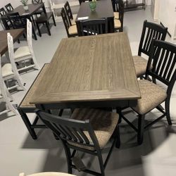 16A1D05*__ Counter Height Dining Table, 4 Chairs and Dining Bench* Brand New * In Stock  *P A Y   E A S I L Y
