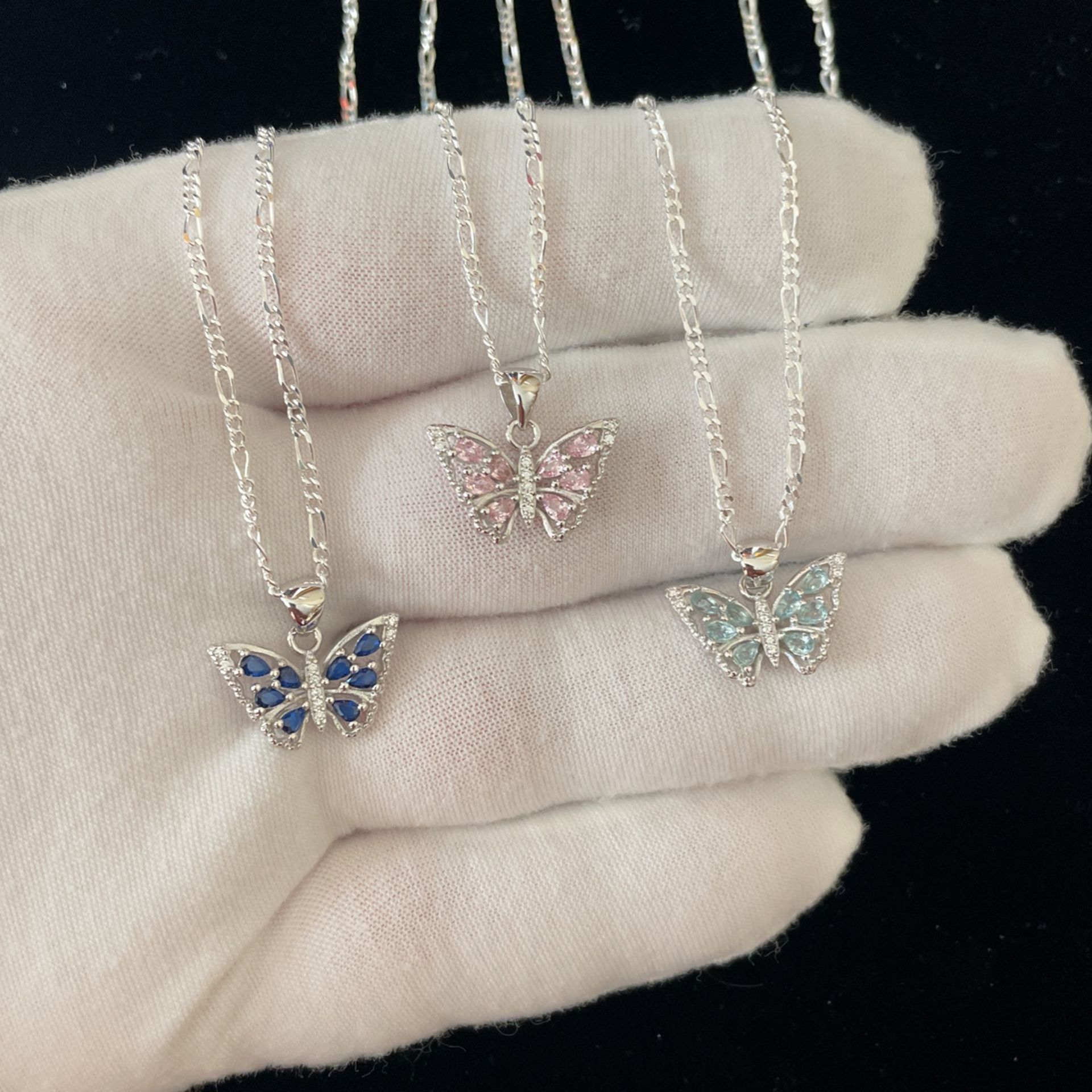 18” 925 Silver Butterfly Necklace Sets