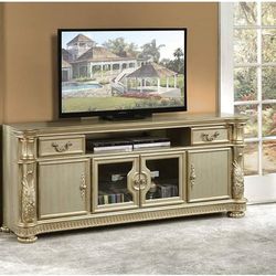 Vendome II 19in Gold TV Stand 2 Storage Drawers Fits TV's up to 80in 