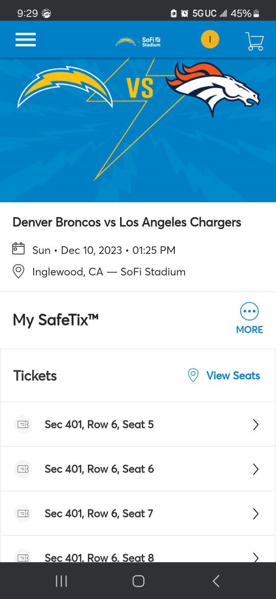 LA Chargers vs Denver Broncos 12/10/23