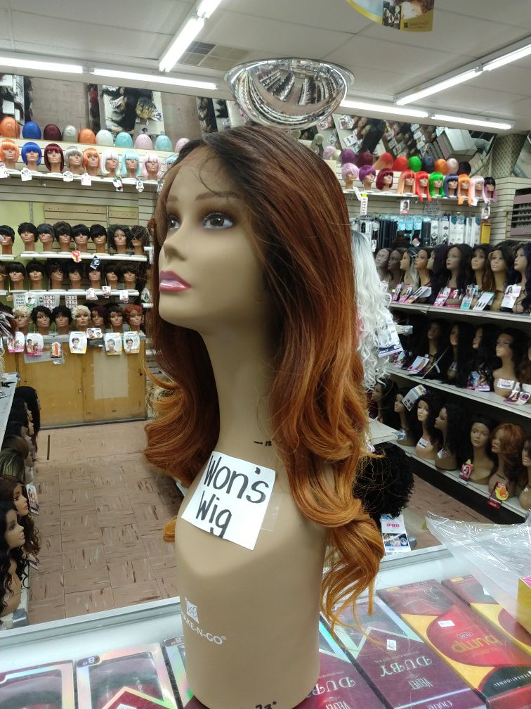 MM. Long ombre loose curl lace front wig