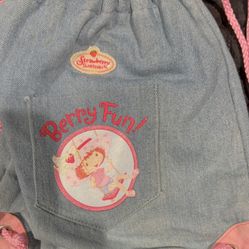Strawberry Shortcake Denim Drawstring Backpack 2003 Y2K
