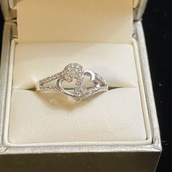 Double Heart Diamond ~ Ring Size 7