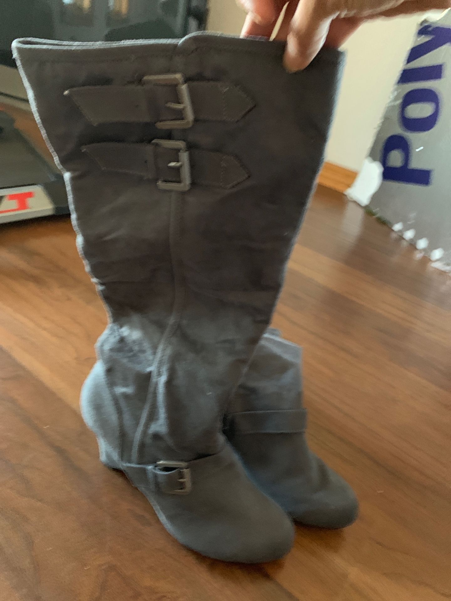 Grey Suede Boots Size 10