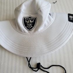 and New Men's New Era White Raiders NFL Training Camp Panama Bucket Hat