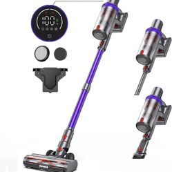 WLUPEL Cordless Vacuum Cleaner, 33Kpa Stick Vacuum Cleaner, 400W Handheld Vacuum with LED Touch Screen, 50mins Runtime for Pet Hair, Carpet and Hardwo