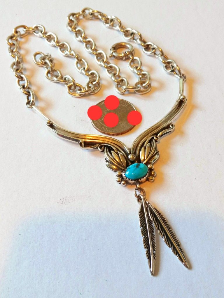 $250! Awesome All 925 Sterling Silver Navajo Made Necklace 