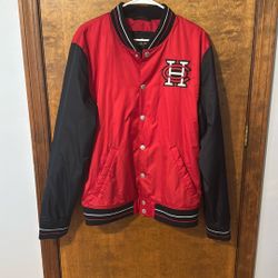 Hollister Los Angeles Varsity Bomber Jacket Men's XLarge Red/Black