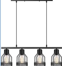 4-Light Black Kitchen Island Light