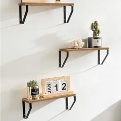 Dison Best Choice Set of 3 Floating Shelves Wood Wall Shelves for Bedrooms Bathr