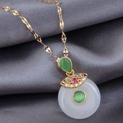 Elegant Gold And Green Pendant Necklace