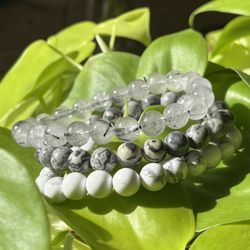 8mm Bracelets Set Rutilated Quartz, Jasper, Howlite 
