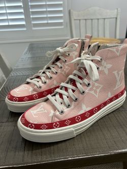 Louis Vuitton Pink and Red Sneaker Monogram High Top Sneakers