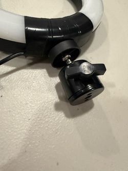 Excellent 6 inch Ring Light with USB Connection.  Also has tripod ball with swivel for adjustment up, down, sideways.