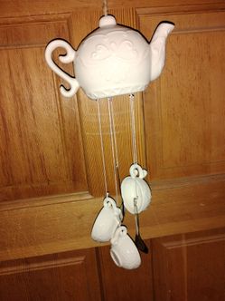 Ceramic Teapot and Teacups Wind Chime