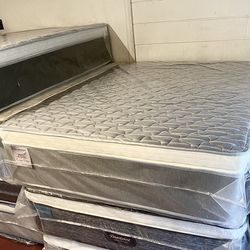 Queen Size Mattress 14 Inch Thick With Pillow Top Of Gran Comfort And Box Springs New From Factory Available All Sizes Same Day Delivery