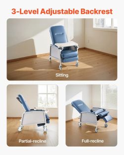 Medical Recliner Chair - Vevor Rolling Chair with Tray - Like New