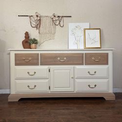 Boho Vintage Solid Wood 9 Drawer MCM Midcentury Modern Dresser