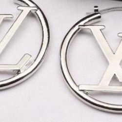 Silver LV Hoop Earrings 