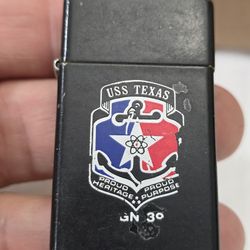 Vintage Zippo Lighter - USS Texas Nuclear Guided Missile Cruiser Front- 1984