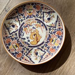 Vintage Japanese Geisha Antique Porcelain Decorative Plate