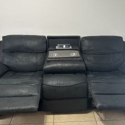 Charcoal Black Recliner Couches X2