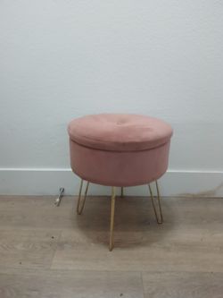 Sweet pink modern round teddy fleece storages, stool