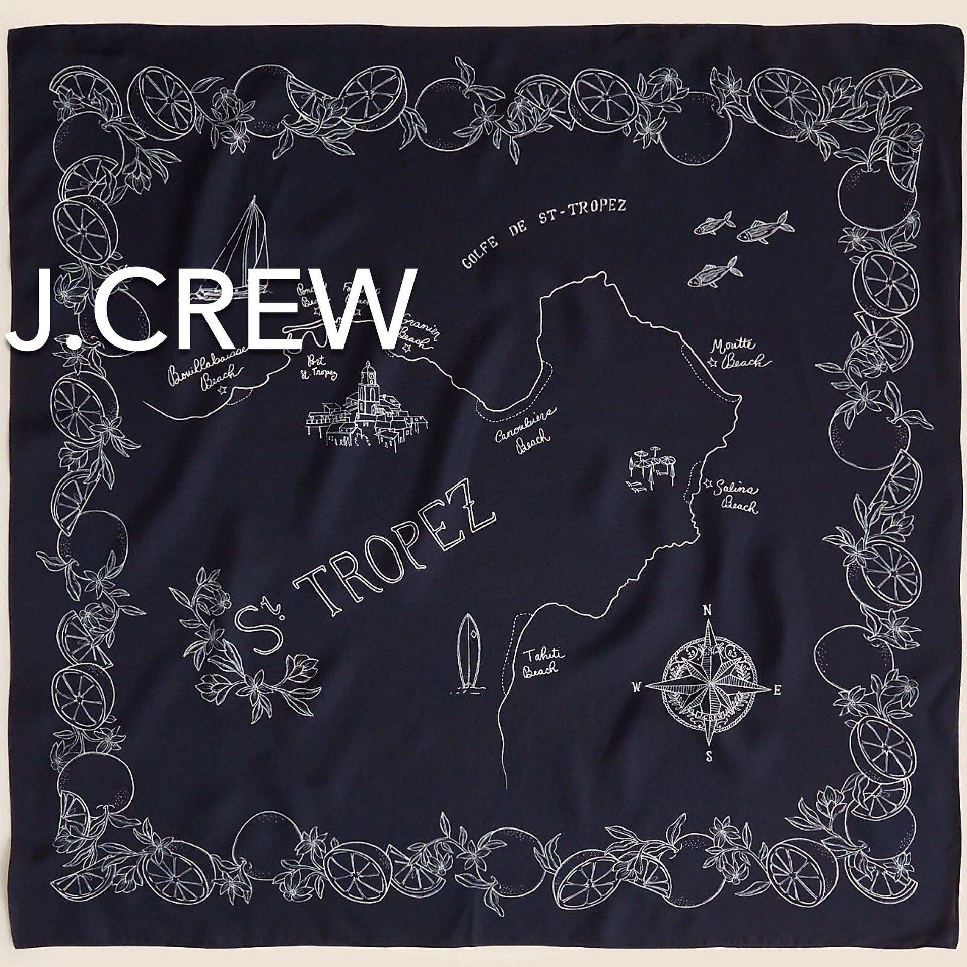 (NEW) WOMEN’S J.CREW BLACK OVERSIZED PRINTED 100% SILK BANDANA - SIZE: 30”x30” 