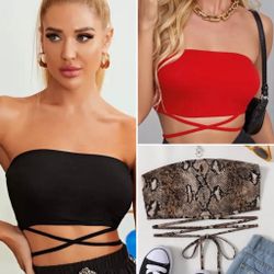 3 For 10$ Mix & Match - Sexy Strappy Tube Top Bundle Lot Of 3 Size M - Good Preloved Condition