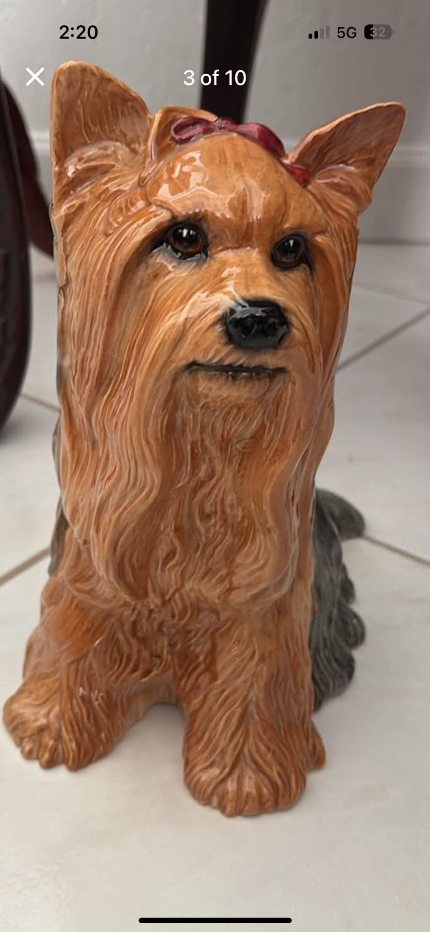 Vintage MCM Dog Floor Art Beautiful Porcelain Or Ceramic