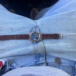 Stainless Steel Back Olevs Watch Band Genuine Leather