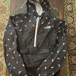 The North Face Kid's Fanorak Anorak Logo Prints Hooded Half Zip (size Large) Jacket 