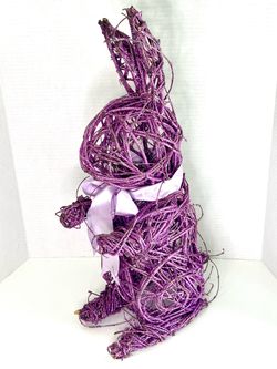 Purple Glitter Twig Bunny Easter Decoration