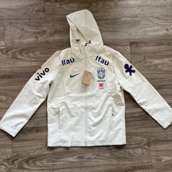 Brazil Windbreaker Jacket 2021 Cream White Nike Training/Travel Mens Size L New