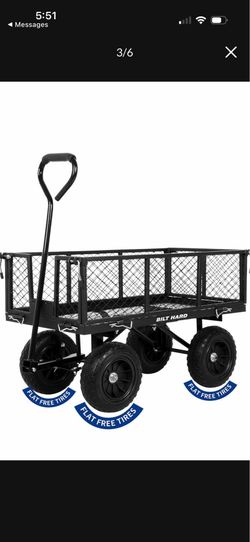 Garden Cart With 10” Flat Free Tires, Removable Sides