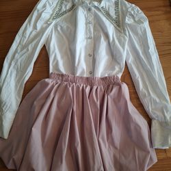 Women's 2 Bubble Skirts Bling Shirt