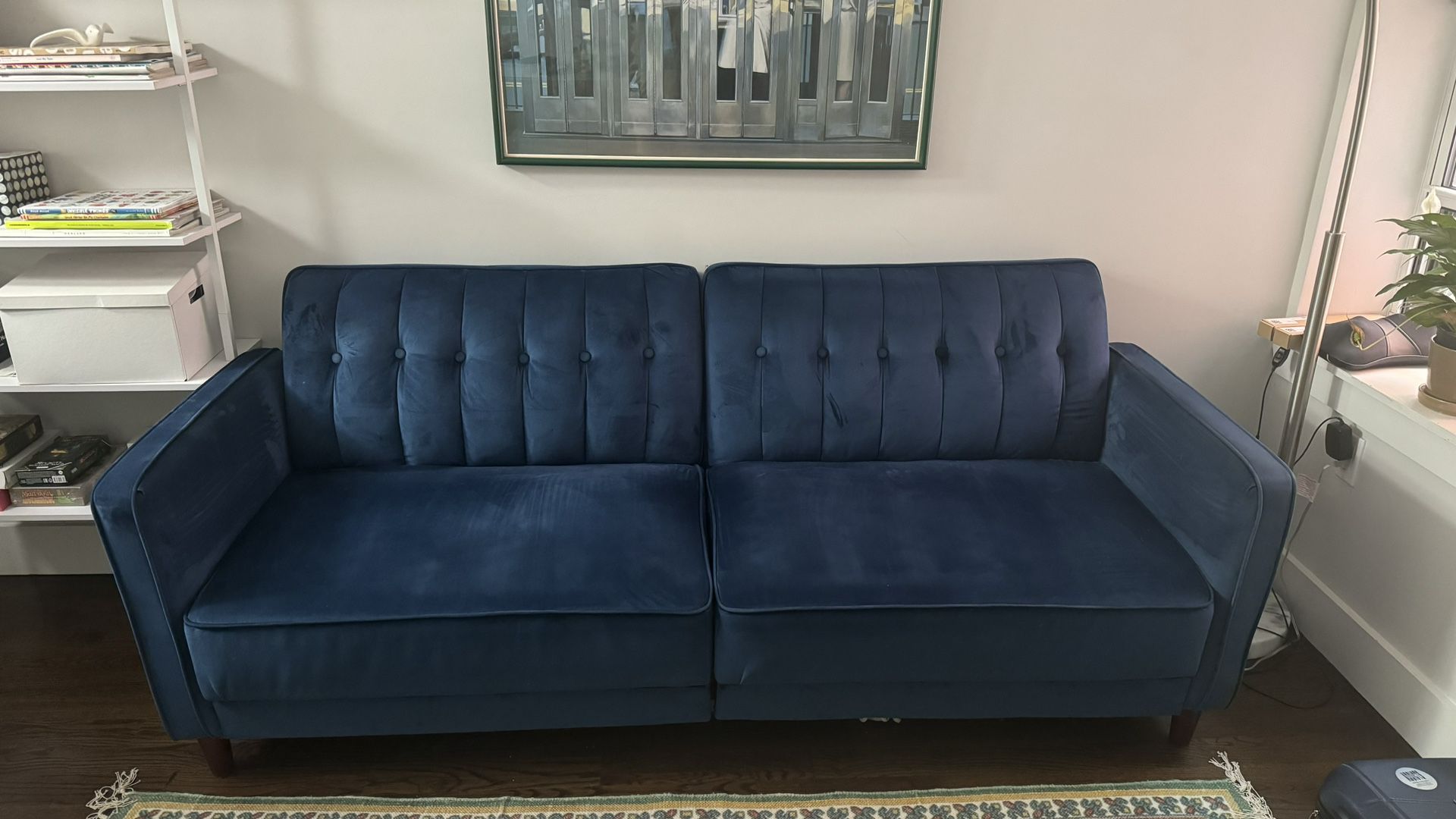 Blue Velvet Sleeper Sofa