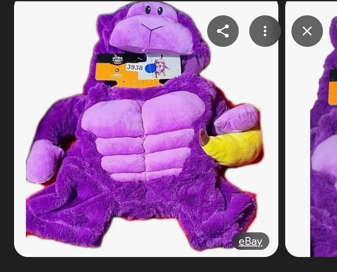 Dog Gorilla Costume Size Large