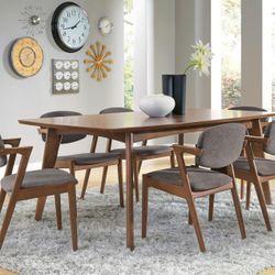KITCHEN DINING TABLE SET 7 PIECES MID CENTURY MODERN