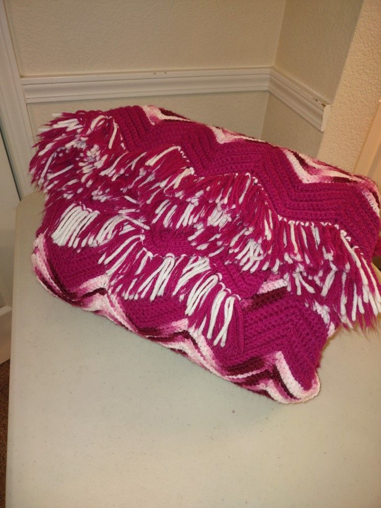 1970's Hand Made Knitted Blanket