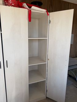 Tall White Storage Cabinet with Shelves
