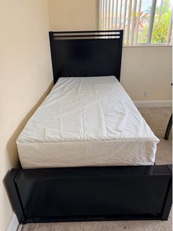 Twin bed frame, Lucid memory foam mattress and boxspring