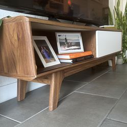 Wood And White Tv Stand 