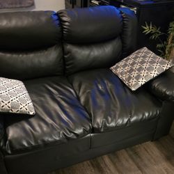 Faux Leather Love Seat And Recliner 