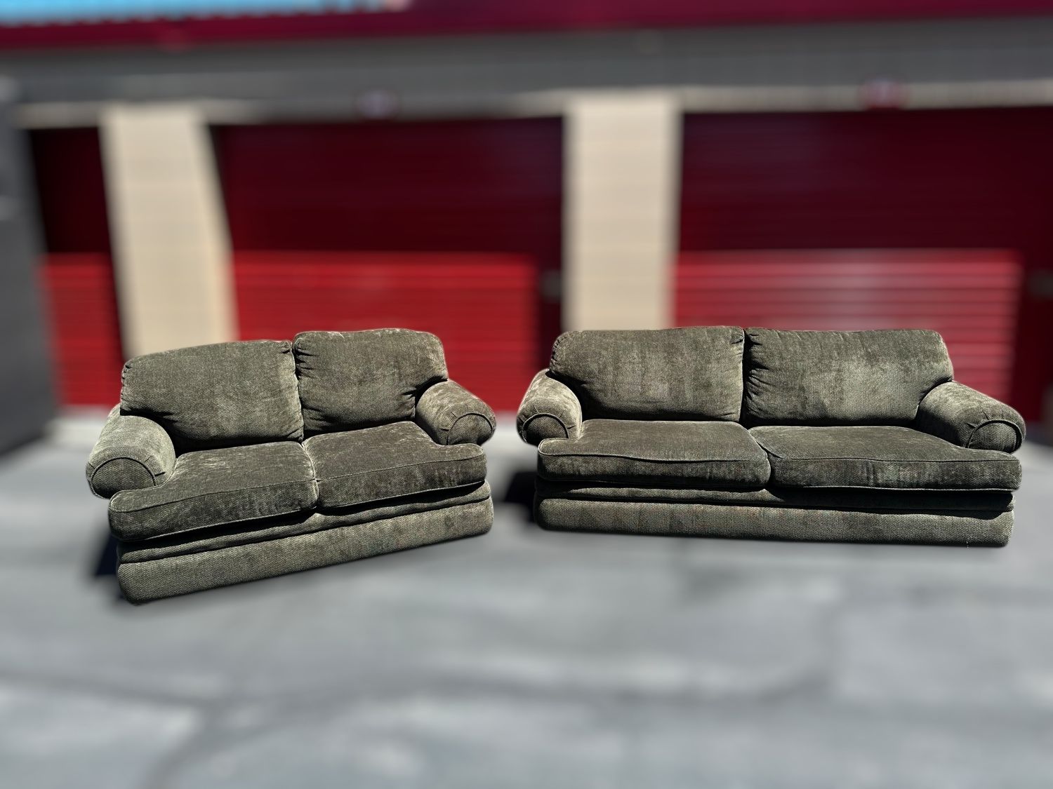 Delivery Available - green sofa loveseat couch set