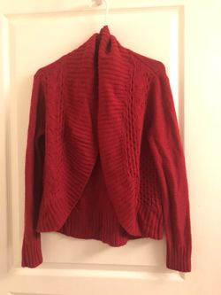 Red cardigan