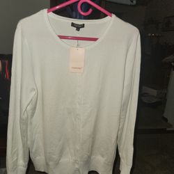 NEW Ladies White Button Down Sweater size 1X