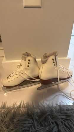 White Riedell Ls Figure Ice Skates with Blades