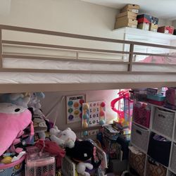 Zone Brittain Twin Metal Loft Bed, Pink